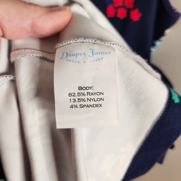 Draper James Dress womens XL floral sleeveless navy ponte a-line - Picture 5 of 5